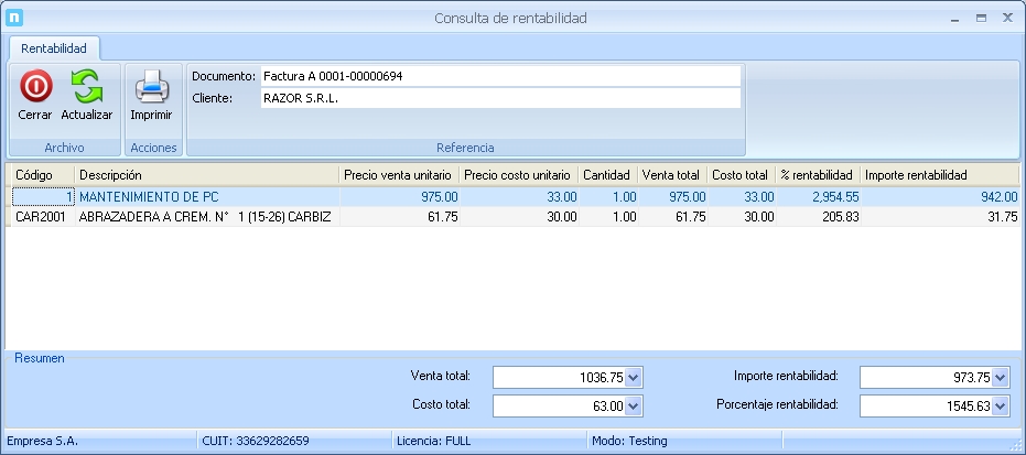 NeoFactura-Rentabilidad